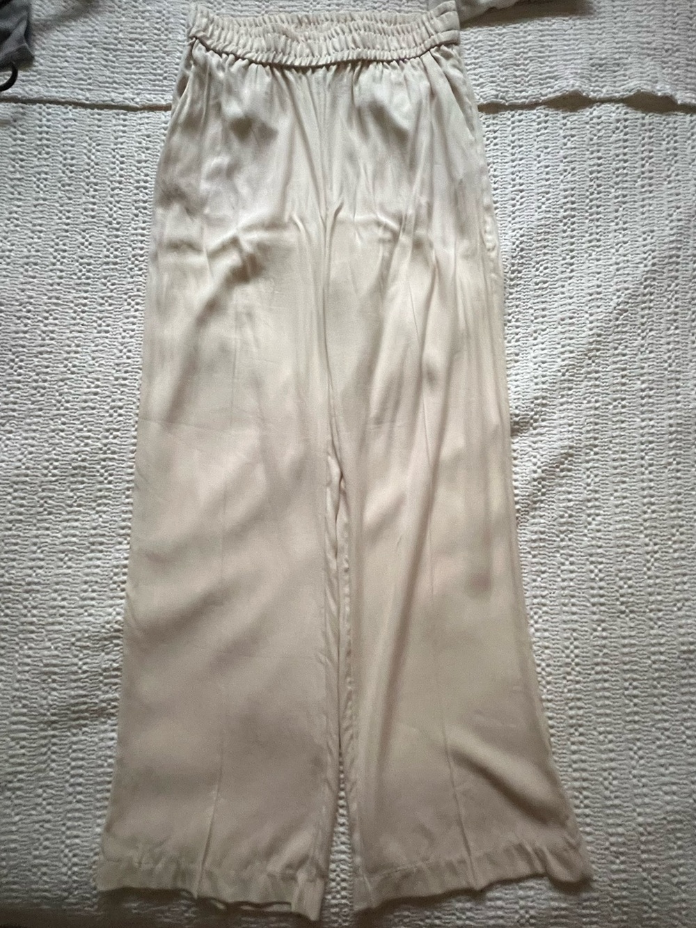 H&M Cream Wide-Leg Satin-Look Pants
